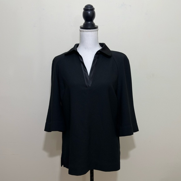 NWOT Brooks Brothers Collared Split Neck Satin Trim Blouse. Size S - Picture 1 of 9